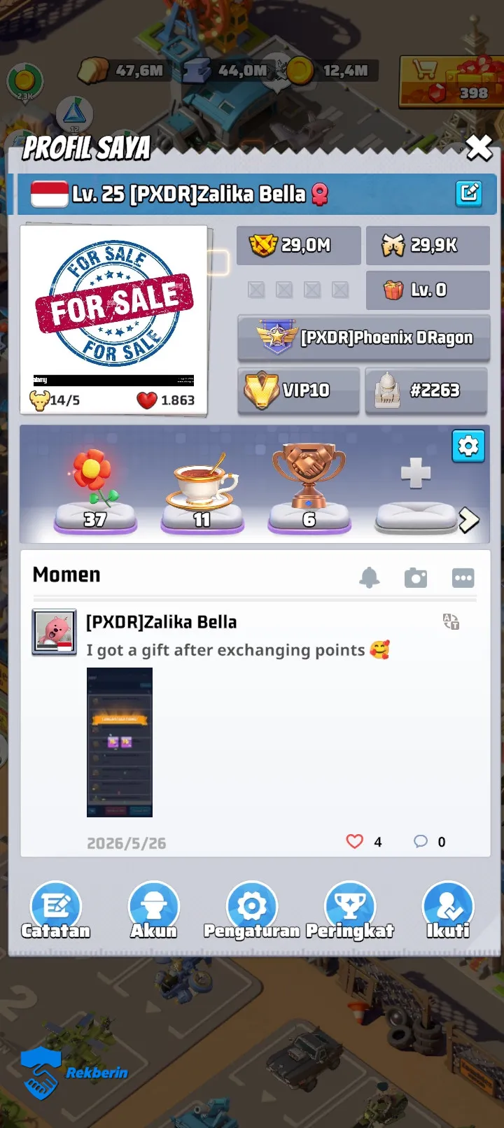 Akun Last War: Survival - API Token - Dijual oleh jemberstore di Rekberin
