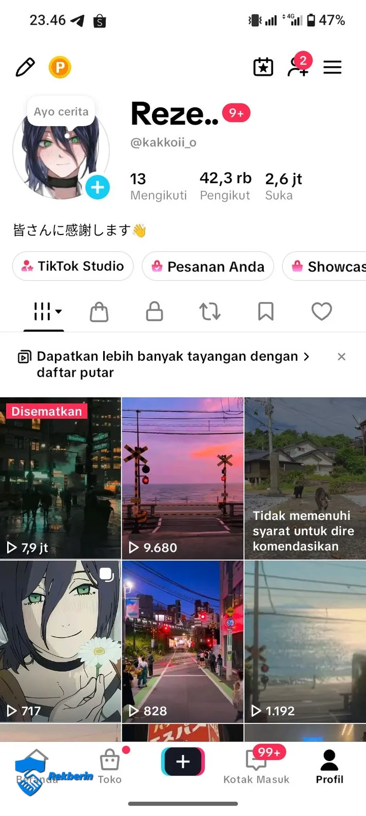 Jual Akun TikTok 42K Followers + 2,6 Juta Likes | Niche Anime/Aesthetic | Siap Pakai Murah🔥 - Akun - Dijual oleh dian1237 di Rekberin